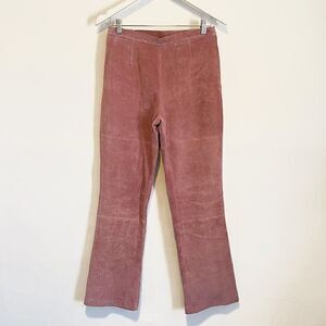 Vintage Guillaume Pink Suede Leather Straight Leg Pants